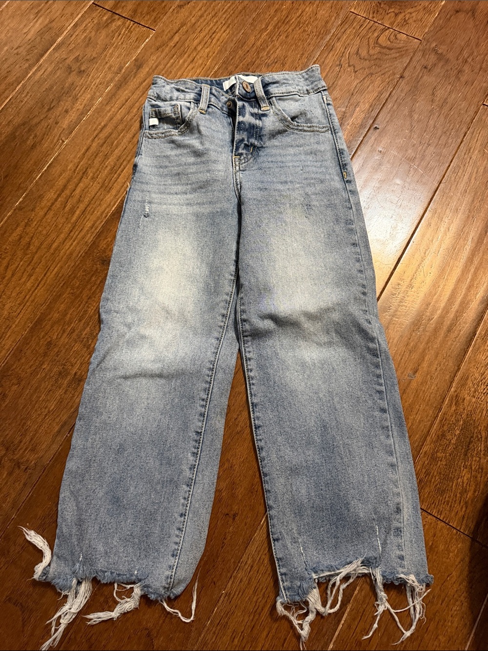KanCan Light Blue Distressed Wide-Leg Kids Jeans